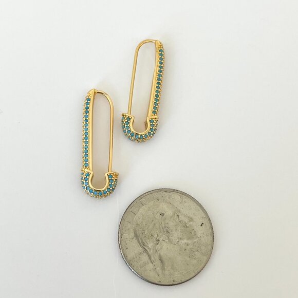 Mana Culture Turquoise Safety Pin Earrings - Picture 4 of 4